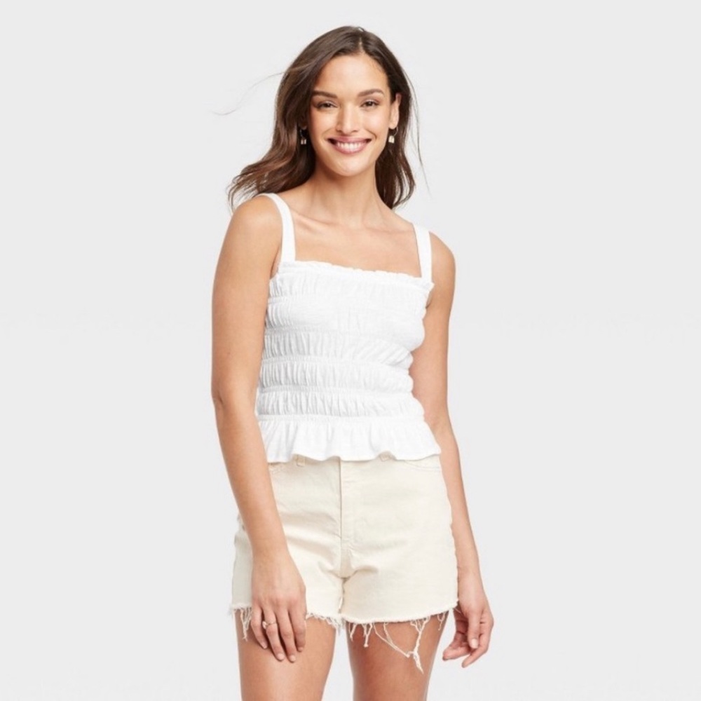 Women’s Smocked White Tank by Universal Thread